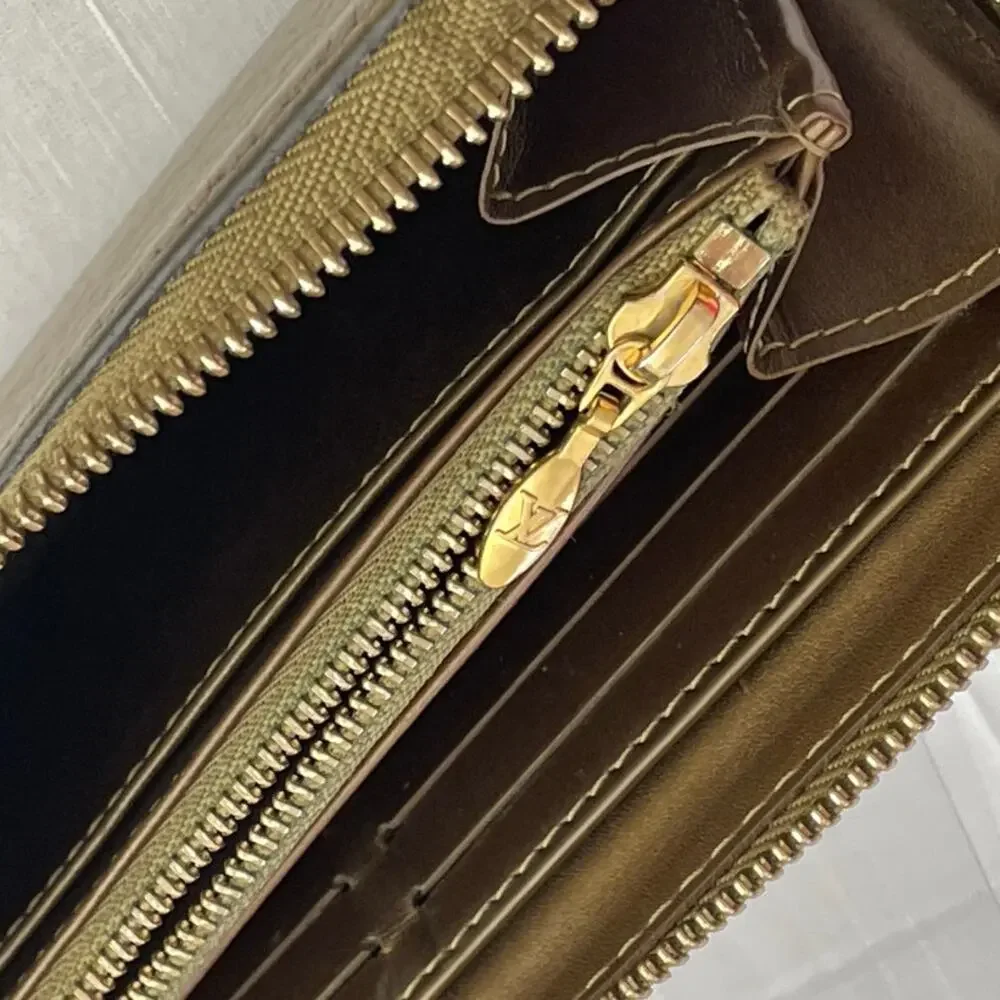 LOUIS VUITTON SUHALI Bronze Metallic Leather Wallet, Branded Dust Bag, COA, EUC - Picture 5 of 13